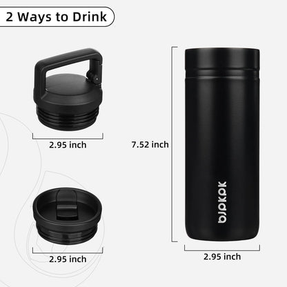 BJPKPK Insulated Water Bottle with 2 Lids,20 oz Double Wall Stainless Steel Vacuum Tumbler Travel Coffee Mug,Wide Mouth Thermal Cup,Haze Blue