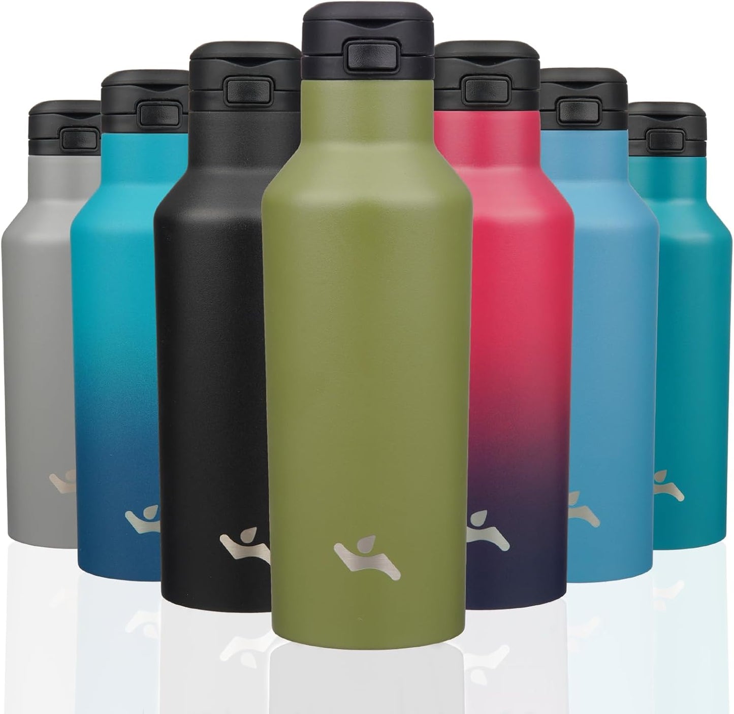 Konokyo Insulated Water Bottle with Straw,25 OZ Double Wall Vacuum Stainless Steel Water Flask with 2 Lids,Black