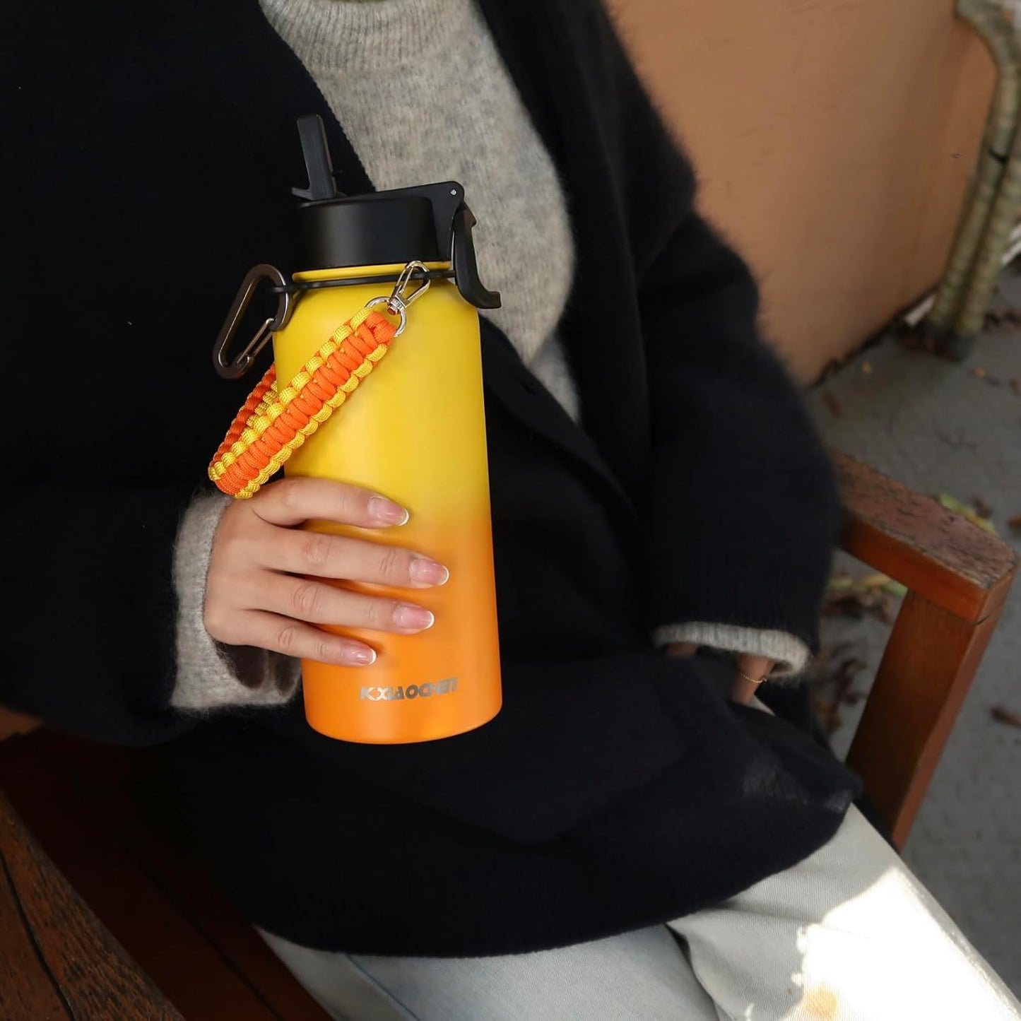 KXIAOCHEN Insulated Water Bottle With Strap, Cold For 48 Hrs Leak Proof, Triple Wall Stainless Steel Sports Water Bottle With Straw And Spout Lid For Gym Hiking Travel