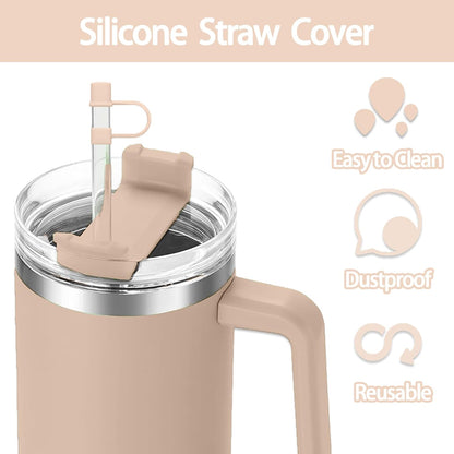 6PCS Silicone Straw Covers Cap Compatible with Stanley Cup 30-40 oz Tumbler with Handle 10mm Straw Toppers，Dust-Proof Reusable Straw Cover for Stanley Cup Accessories (Black)