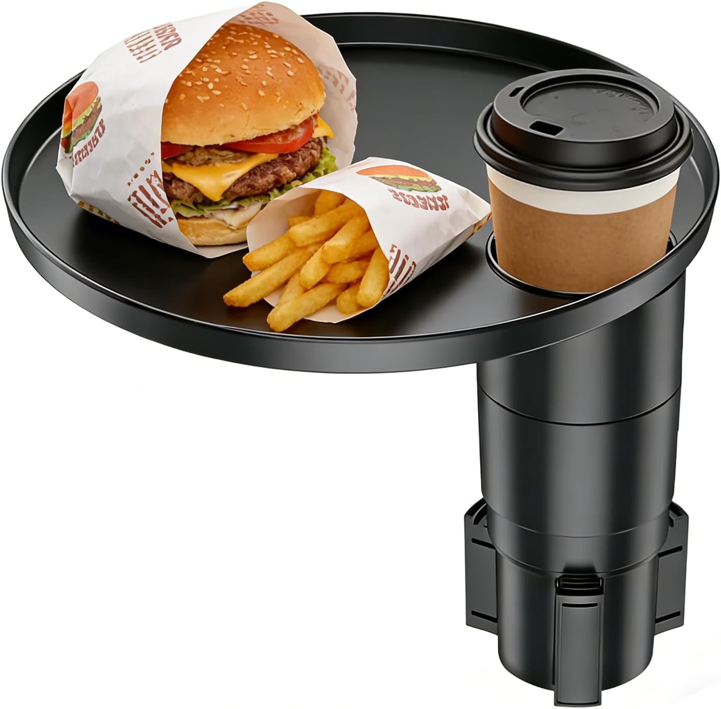 Car Tray 360° Rotating Cup Holder Table Organizer for Car Center Console Car Accessories Compatible with Most Vehicle
