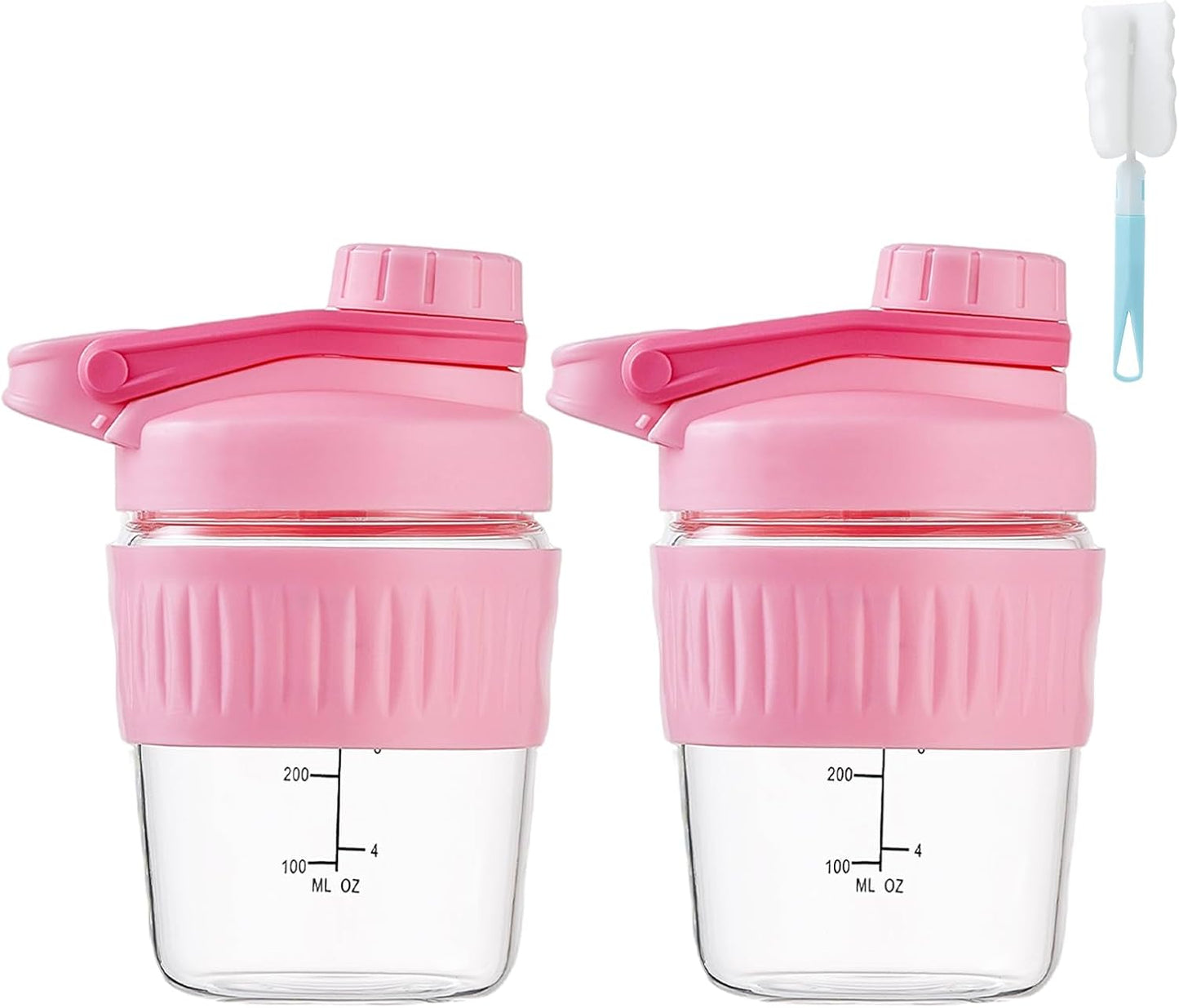 16oz Glass Shaker Bottle for Protein, Small Borosilicate Glass Protein Powder Leak-Proof Shaker Cup Mixes with 304 Blending Ball(16oz,Black)