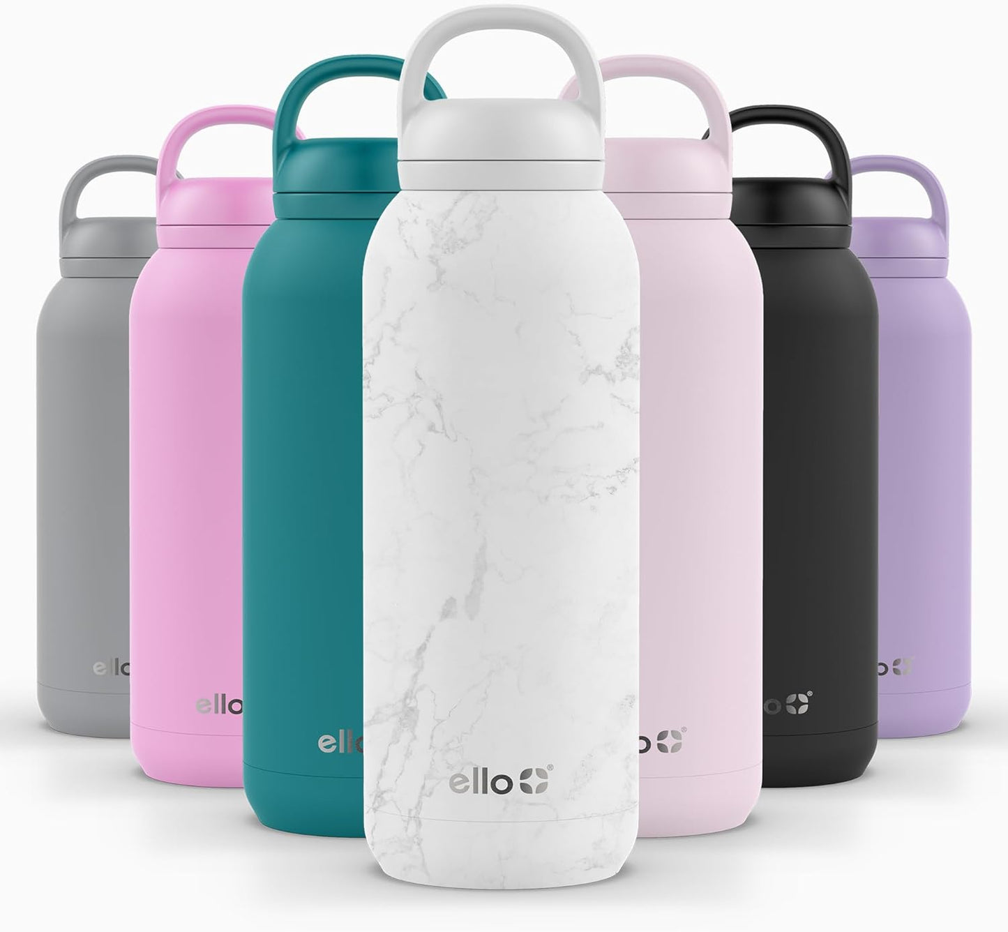 Ello Cooper 22oz Stainless Steel Water Bottle with Straw and Carry Handle, Double Walled and Vacuum Insulated Metal, Leak Proof Locking Lid with Soft Silicone Spout, Reusable, BPA Free, Lilac