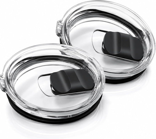 20 oz Tumbler Lids Compatible with YETI Rambler, 2 Pack Magnetic Slider Replacement Lids for 20 oz Tumbler, 10 oz Lowball, 10/24 oz Mug & 16 oz Pint, Spill-Resistant BPA-Free Cup Covers