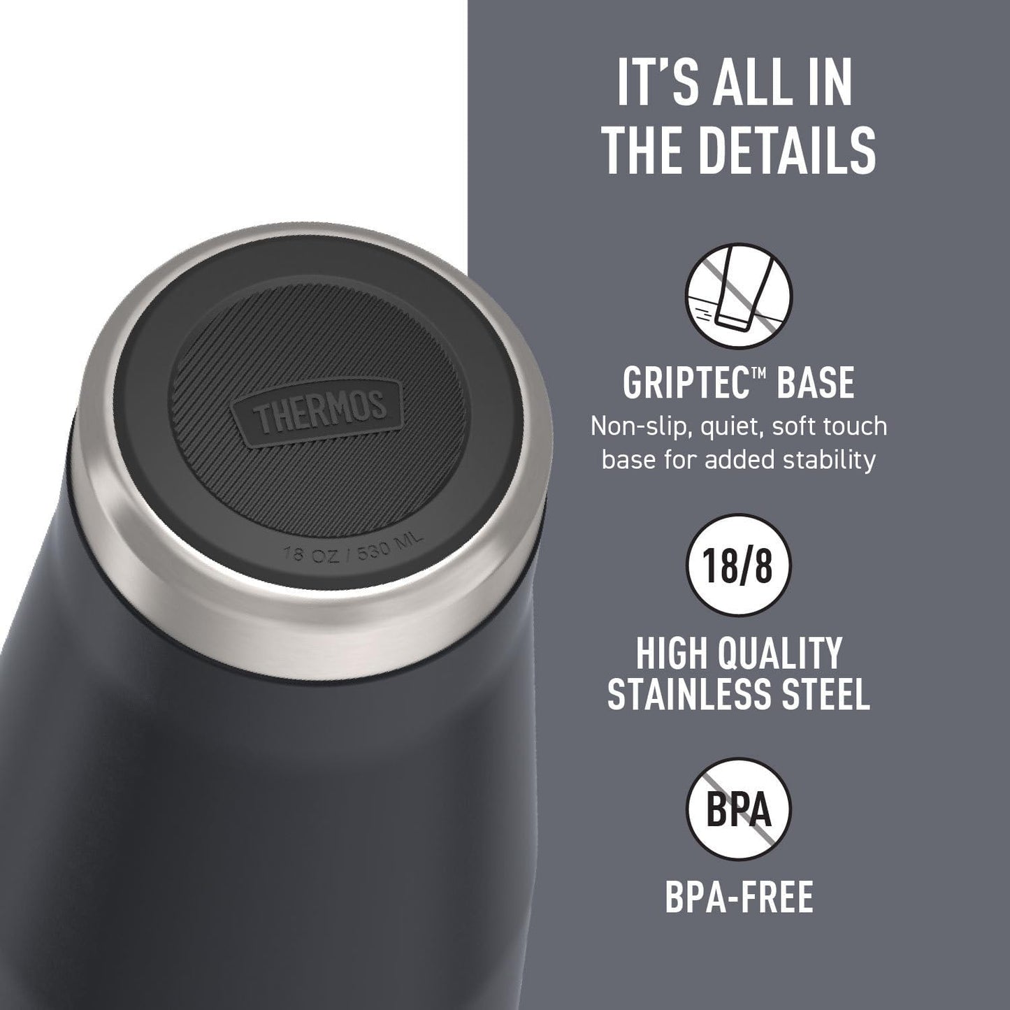 THERMOS ICON SERIES, Stainless Steel Tumbler with Slide Lock, 18 Ounce, Mystic Navy