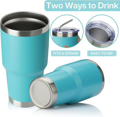 MEWAY 30oz Tumbler Double Wall Vacuum Insulated Travel Mug, Stainless Steel Tumbler with Lid, Durable Powder Coated Insulated Coffee Cup for Cold & Hot Drinks (Silver,1 PACK)