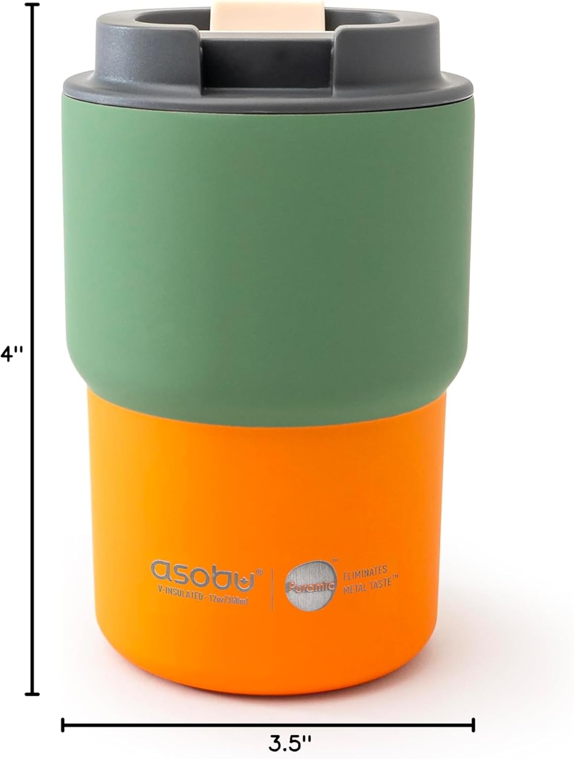 asobu Ultimate Ceramic Travel Mug, 12oz Insulated Stainless Steel Coffee Cup with Handle & Splash-Resistant Lid, Ceramic Lined for Pure Taste, BPA-Free, Double-Wall Vacuum for Hot Drinks