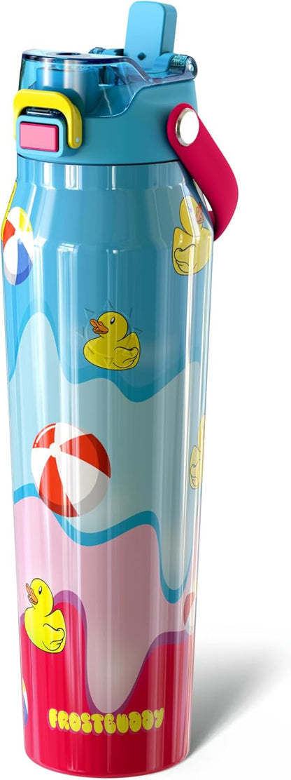 Frost Buddy 24oz Insulated Water Bottle with Straw & Chug Lid | Leak-Proof Stainless Steel | 24-Hours Cold | Sweat-Proof, Cup Holder Friendly | Ideal for Gym, Travel, Sports & Everyday Hydration - Colors B