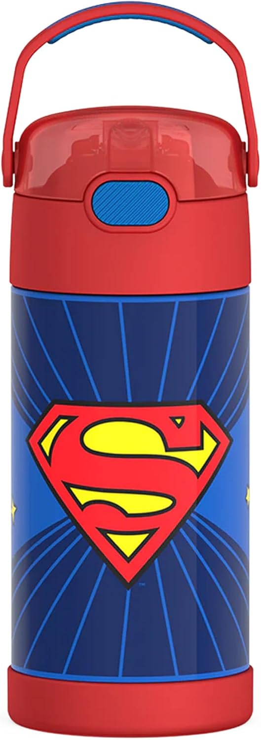 THERMOS FUNTAINER Water Bottle with Straw - 12 Ounce - Kids Stainless Steel Vacuum Insulated Water Bottle with Lid, Bluey - Colors A