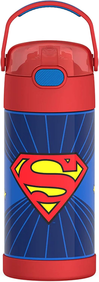 THERMOS FUNTAINER Water Bottle with Straw - 12 Ounce - Kids Stainless Steel Vacuum Insulated Water Bottle with Lid, Bluey - Colors A