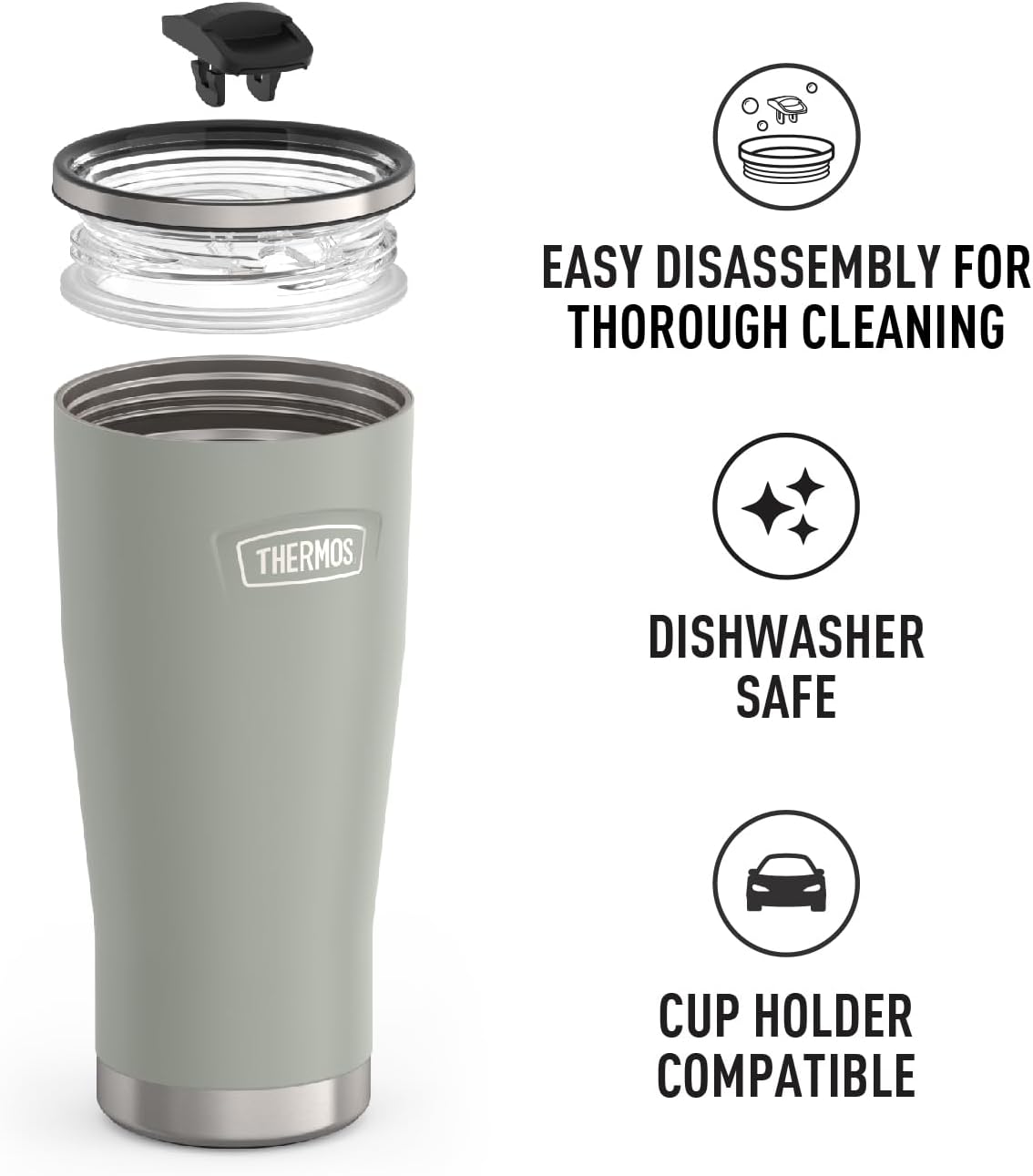 THERMOS ICON SERIES, Stainless Steel Tumbler with Slide Lock, 18 Ounce, Mystic Navy
