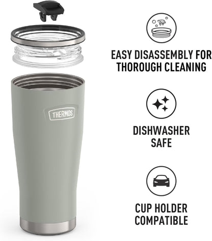 THERMOS ICON SERIES, Stainless Steel Tumbler with Slide Lock, 18 Ounce, Mystic Navy