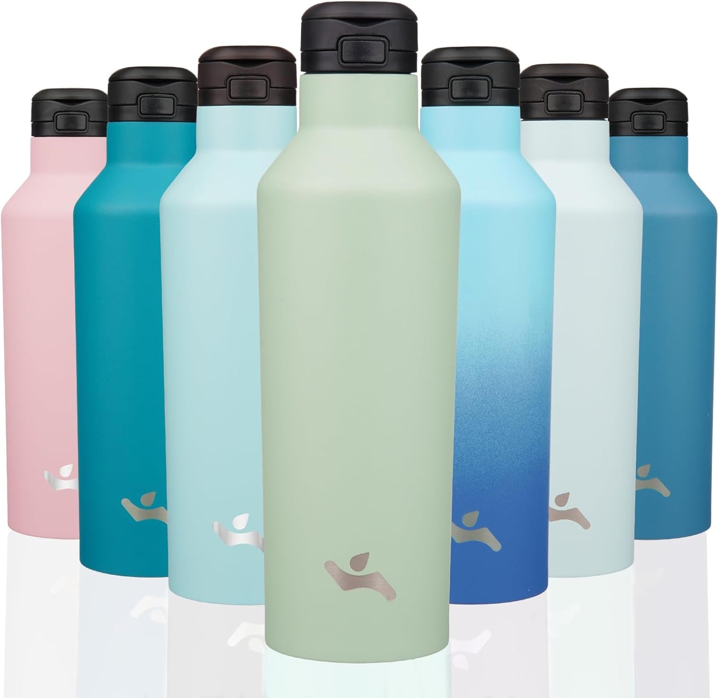 Konokyo Insulated Water Bottle with Straw,25 OZ Double Wall Vacuum Stainless Steel Water Flask with 2 Lids,Black