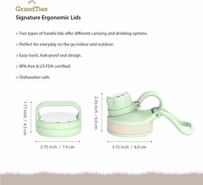 GRANDTIES 2 Lids Sports Stainless Steel Water Bottles – Wide Mouth Vacuum Insulated Reusable Leak Proof BPA-Free Travel Metal Canteen, Thermal Bottles for Men Women Gym (Ivory White 32 oz)