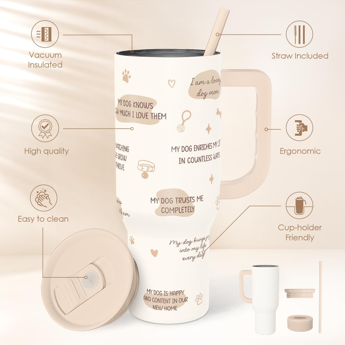 SANDJEST Pickleball 40oz Tumbler With Handle and Straw, Pickleball Queen Insulated Stainless Steel Travel Coffee Mug for Women Girls Players, Gift Idea for Birthday Christmas Mothers Day
