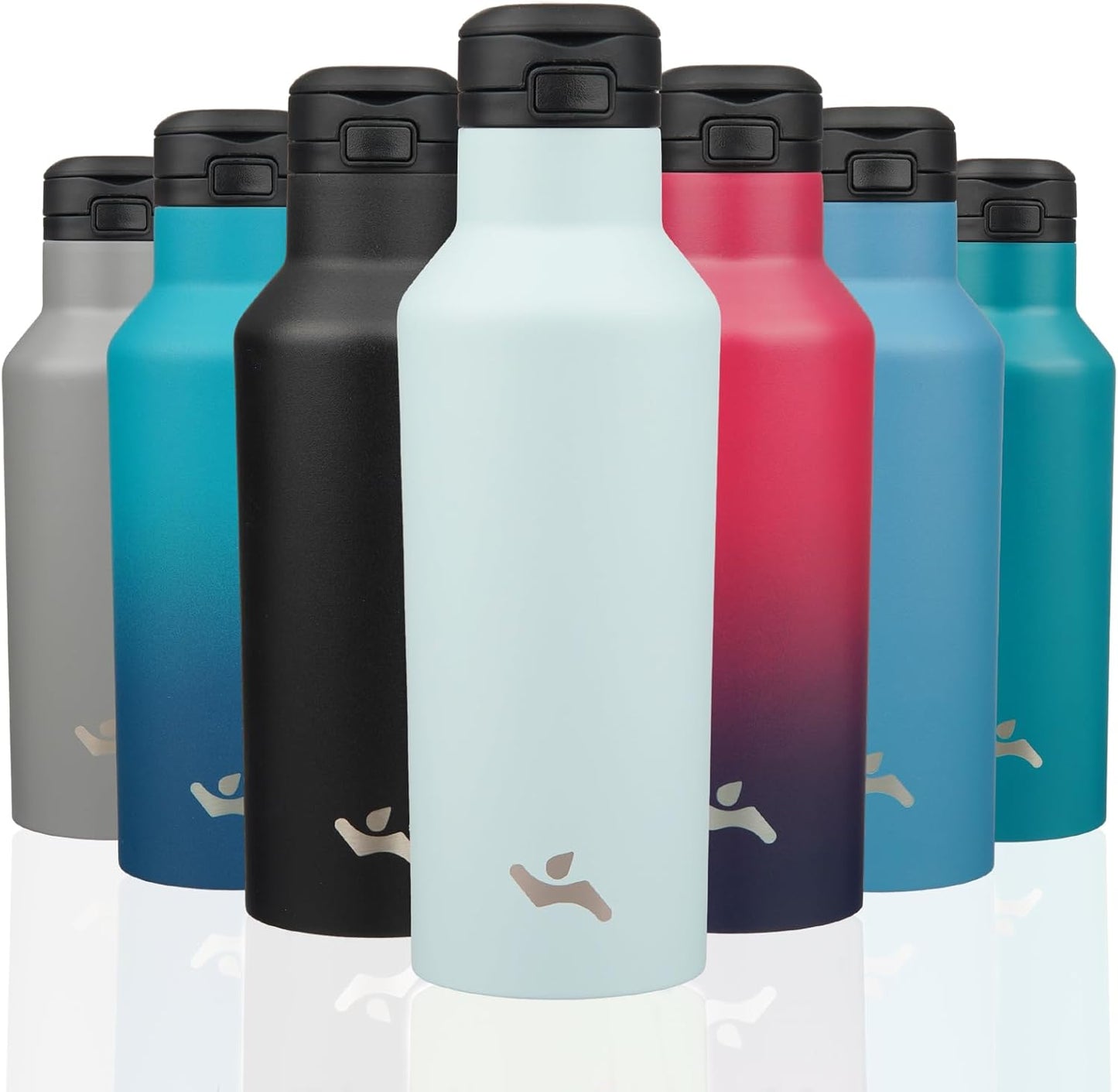 Konokyo Insulated Water Bottle with Straw,25 OZ Double Wall Vacuum Stainless Steel Water Flask with 2 Lids,Black