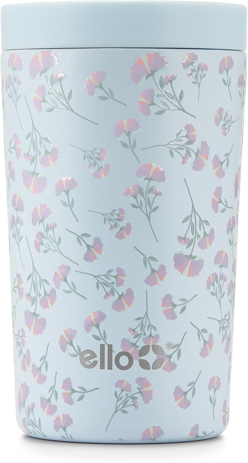Ello Miri 16oz Vacuum Insulated Stainless Steel Travel Mug, Leak-Proof Slider Lid, Keeps Hot for 5 Hours, Perfect for Coffee or Tea, BPA-Free, Fits Most Cupholders, Holiday Gift, Speckle