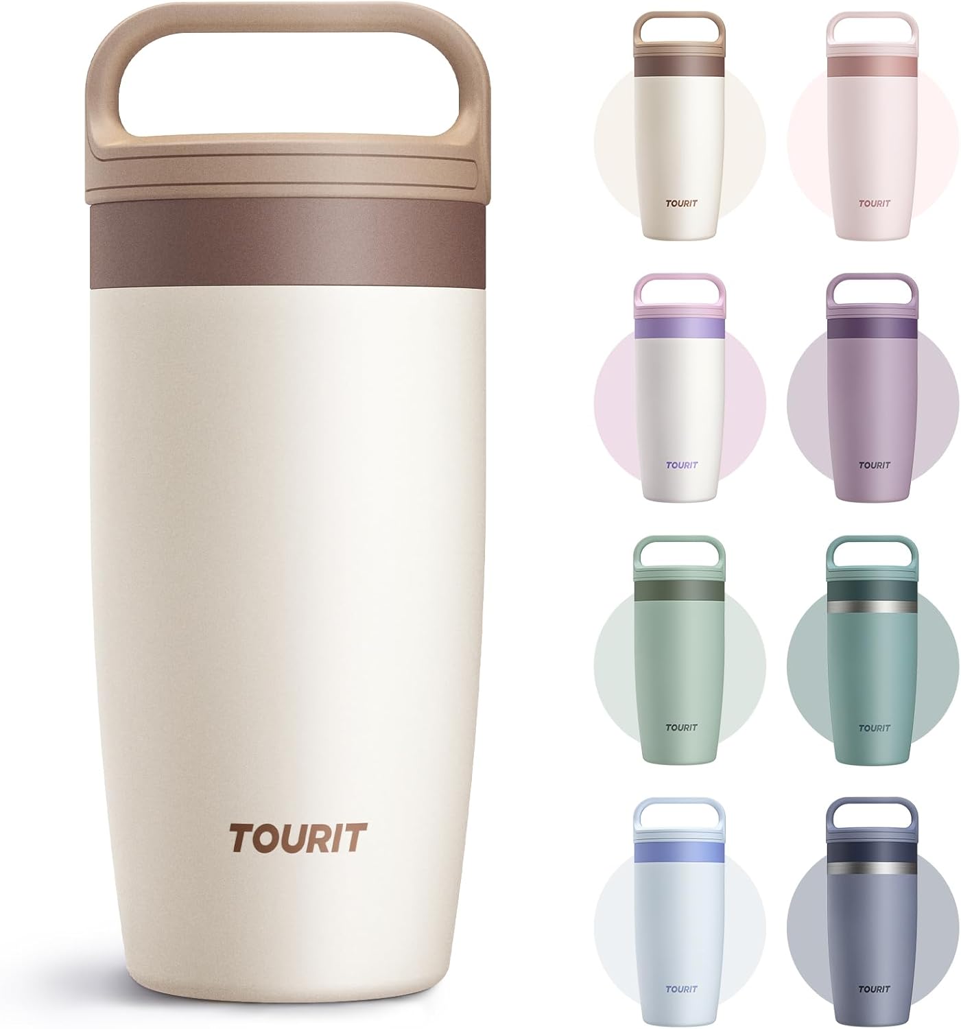TOURIT Travel Coffee Mug 16 oz, Leakproof 2-Part Drink Lid Coffee Tumbler Cup, Insulated Stainless Steel Travel Mug, Dishwasher Safe Reusable Water Bottle, BPA-Free Coffee Mug,Dark Green