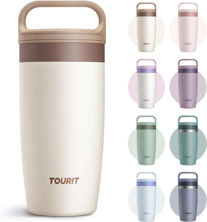 TOURIT Travel Coffee Mug 16 oz, Leakproof 2-Part Drink Lid Coffee Tumbler Cup, Insulated Stainless Steel Travel Mug, Dishwasher Safe Reusable Water Bottle, BPA-Free Coffee Mug,Dark Green