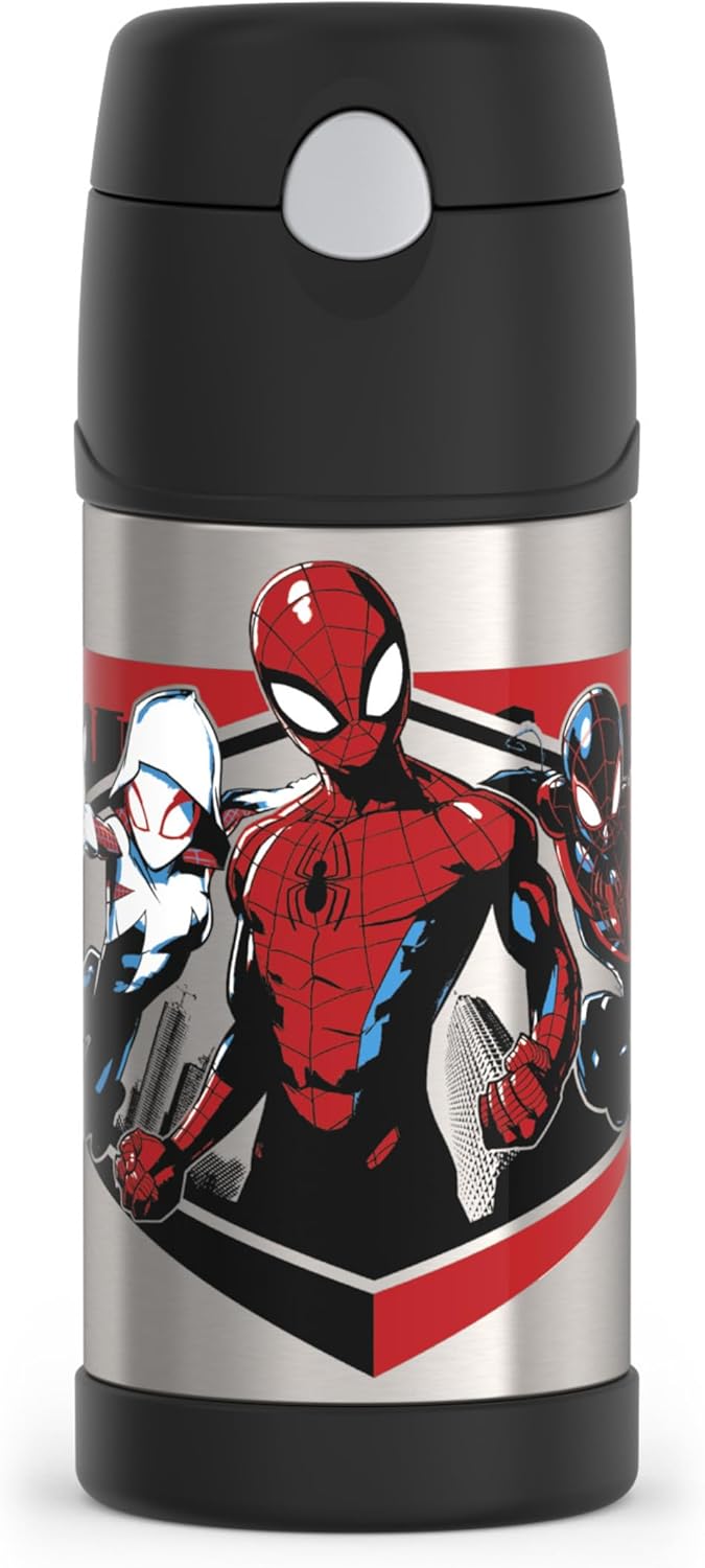THERMOS FUNTAINER Water Bottle with Straw - 12 Ounce - Kids Stainless Steel Vacuum Insulated Water Bottle with Lid, Bluey - Colors B