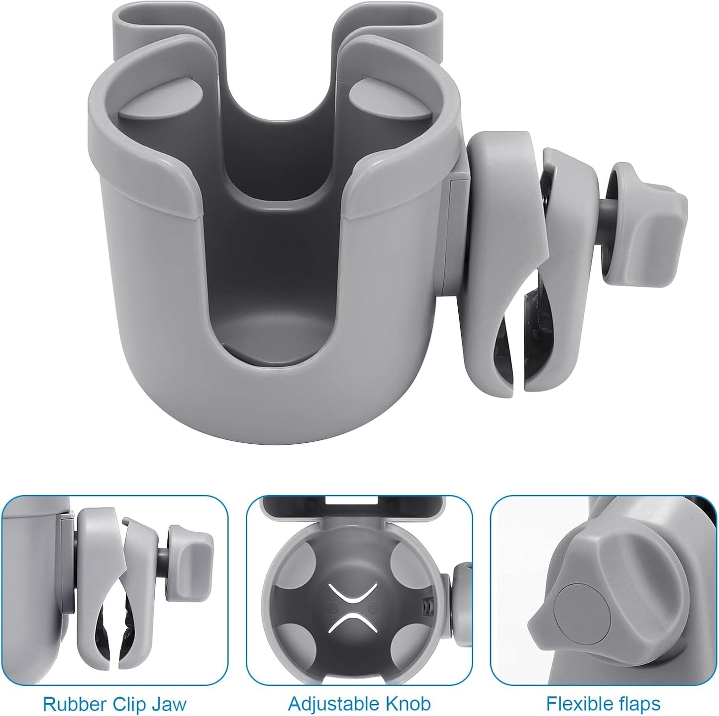 Accmor Stroller Cup Holder with Phone Holder, Bike Cup Holder, Universal Cup Holder for Uppababy Nuna Doona Strollers, 2-in-1 Cup Holder for Walker, Wheelchair, Scooter - Colors A