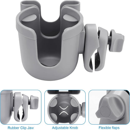 Accmor Stroller Cup Holder with Phone Holder, Bike Cup Holder, Universal Cup Holder for Uppababy Nuna Doona Strollers, 2-in-1 Cup Holder for Walker, Wheelchair, Scooter - Colors A