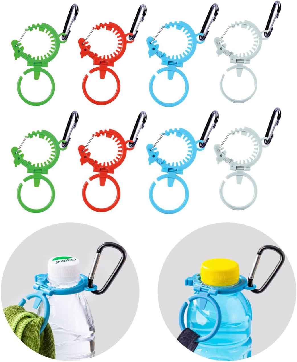 Heavy-Duty Water Bottle Holder with Carabiner – Fits 1.0" or 1.4" Bottles, Holds Towels or Hats,Outdoor Hiking Water Bottle Clip.