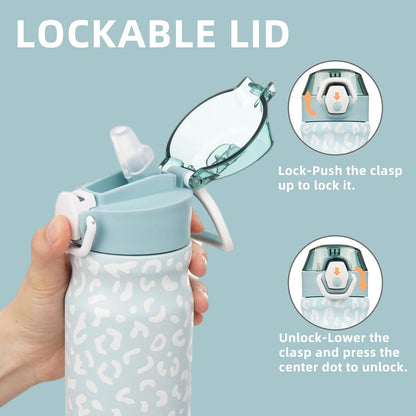 Konokyo 18 oz Insulated Water Bottle with Straw Lid, Stainless Steel Vacuum Sports Water Bottle, Leak-Proof Reusable Metal Flask with Carry Loop, BPA-Free Travel Bottle for Gym, School, Office