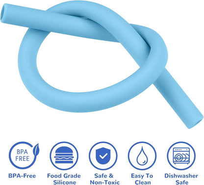 Tomorotec 15PCS Reusable Silicone Drinking Straws w/ 2 Brushes, Fit for Stanley Tumbler 40oz 30oz 20oz, 12" Long Customizable for Various Drinkware, Dishwasher Safe, BPA-Free, Safe for Teeth (Macaron)