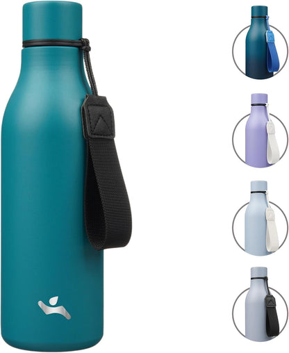 Konokyo Insulated Water Bottle with Strap,18 oz Double Wall Stainless Steel Vacuum Bottles Metal Water Flask,Macaron Green - Colors B