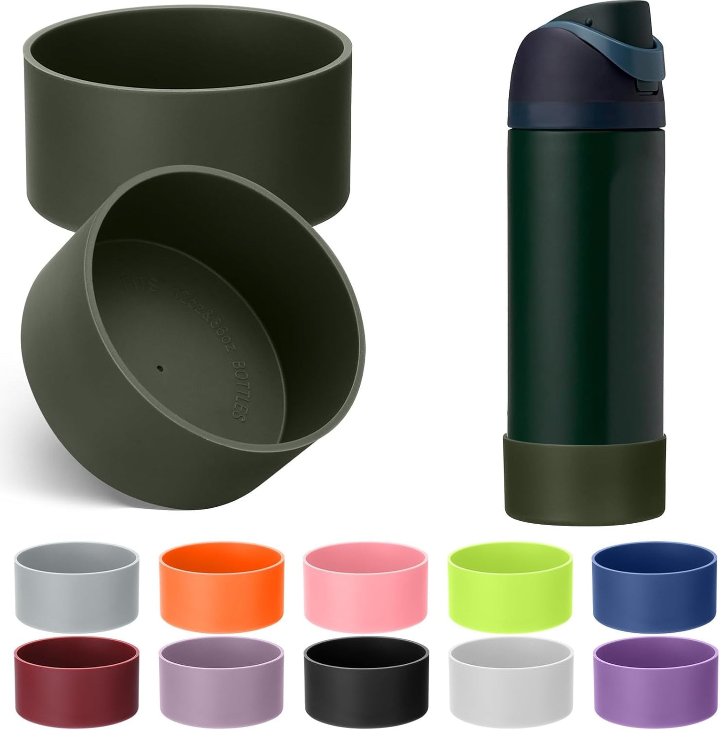 Mity rain 2PCS Silicone Boot for Owala Water Bottle 24 oz 32 oz, Anti-Slip Protective Sleeve Bottom Bumper Protector for FreeSip Stainless Steel Water Bottles Accessories