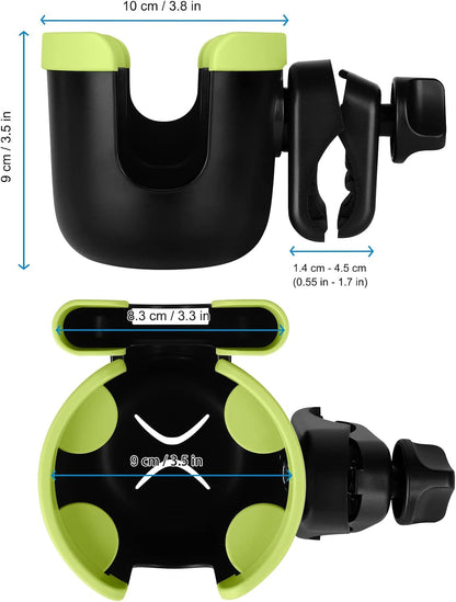 Accmor Stroller Cup Holder with Phone Holder, Bike Cup Holder, Universal Cup Holder for Uppababy Nuna Doona Strollers, 2-in-1 Cup Holder for Walker, Wheelchair, Scooter - Colors B