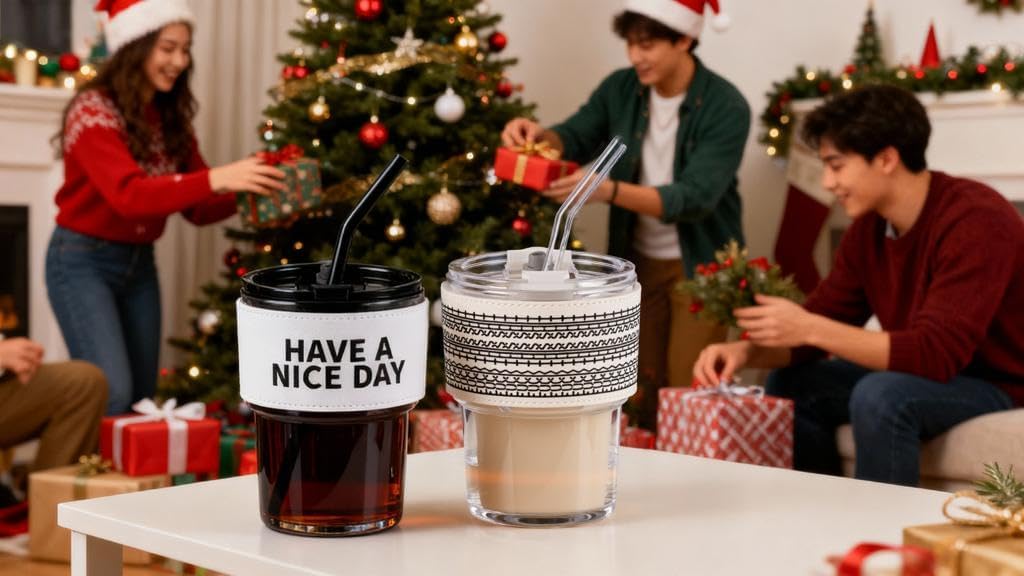 BLUEPOLAR 13oz/400ml Glass Water Tumbler with Straw and Lid Sealed Carry On Thick Wall Iced Coffee Cup Glass Cup for Water, Iced Tea Fruit Juice Etc (White-2Pack)