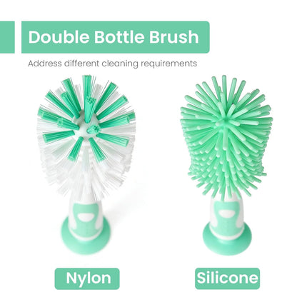 Ariseno 5-in-1 Baby Bottle Cleaner Set, Including Nylon & Silicone Bottle Brush, Cap, Straw & Nipple Brushes, BPA-Free (Grey)