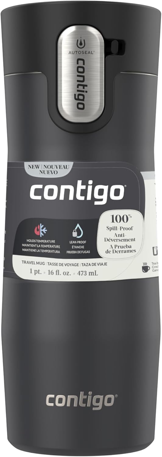 Contigo AUTOSEAL West Loop Vacuum-Insulated Stainless Steel Travel Mug with Easy-Clean Lid 12 oz Blueberry