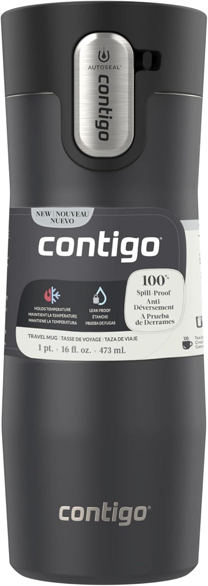 Contigo AUTOSEAL West Loop Vacuum-Insulated Stainless Steel Travel Mug with Easy-Clean Lid 12 oz Blueberry