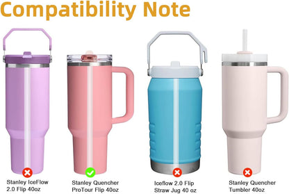 Replacement Straws Compatible with 40 oz Stanley Quencher ProTour Flip Straw Tumbler with Leakproof Lid-8 Transparent Straw with 2 Brushes