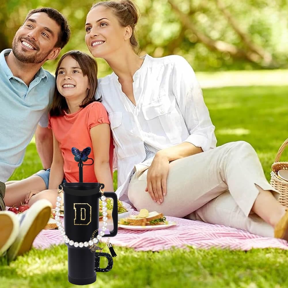 7pcs Cup Accessories for Stanley 30/40oz Tumbler, Handle Strap, Straw Cover, Silicone Boot, Letter Charm Stickers
