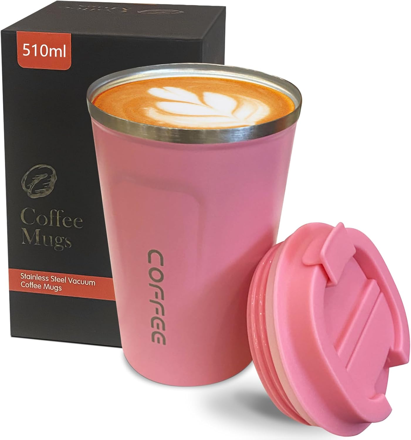 YINBAOGE Insulated Travel Coffee Mug, Spill & Leak Proof, Portable To Go Camping Stainless Steel Coffee Tumbler, Reusable Thermal Coffee Cup with Lid for Hot & Cold Drinks (Black, 12 OZ)