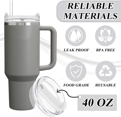 40oz Tumbler Lid Compatible for Stanley, 2 Pack Replacement Tumbler Lids Fit for Stanley Quencher 2.0 Tumbler 40 OZ, with Straws and Cleaning Brush (Orchid)