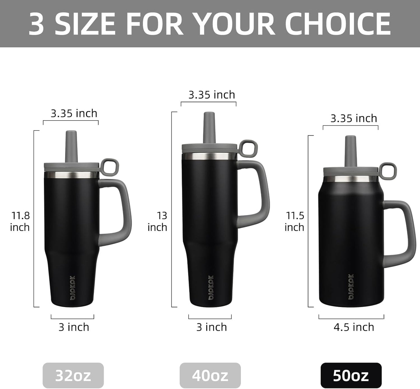 BJPKPK 50oz Insulated Tumbler with Handle Stainless Steel Travel Coffee Mug with Lid Reusable Large Water Bottle with Straw,Sky