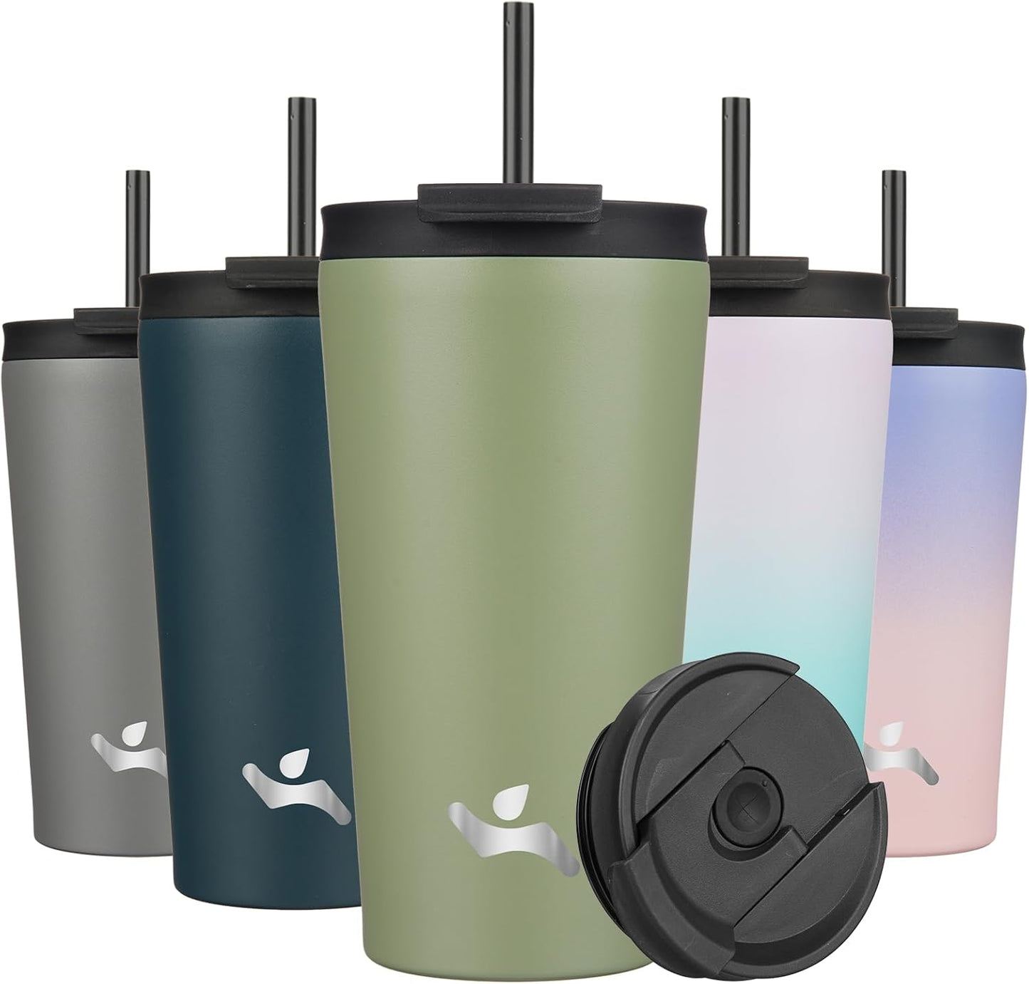 Konokyo 30 OZ Insulated Tumbler with Lid and 2 Straws Stainless Steel Water Bottle Vacuum Travel Mug Coffee Cup,Pastel Sunset