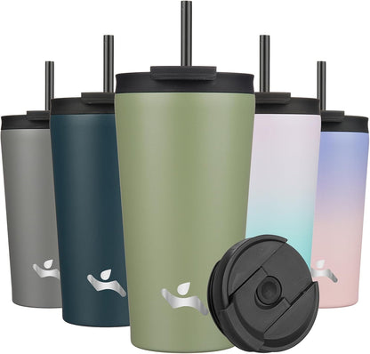 Konokyo 30 OZ Insulated Tumbler with Lid and 2 Straws Stainless Steel Water Bottle Vacuum Travel Mug Coffee Cup,Pastel Sunset
