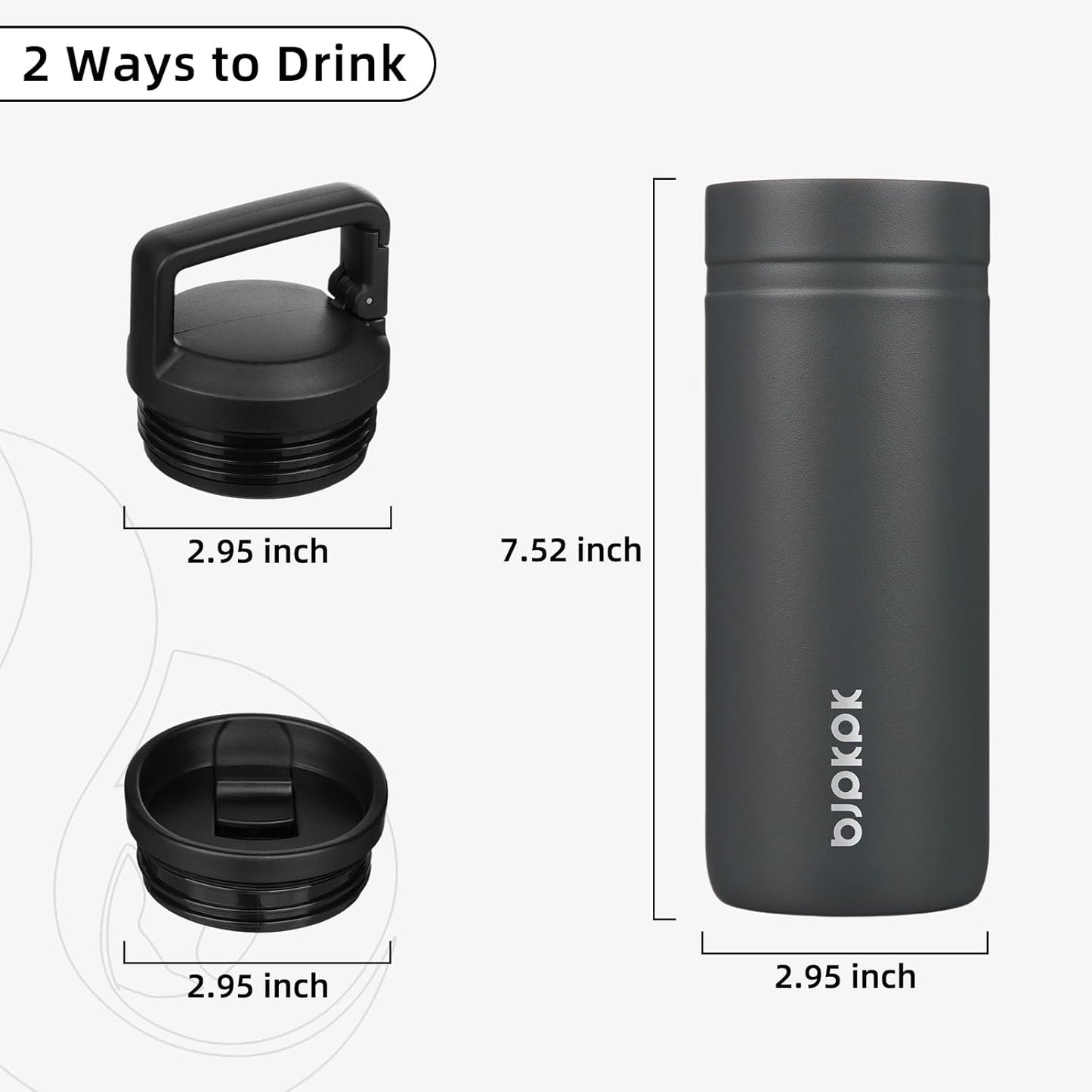 BJPKPK Insulated Water Bottle with 2 Lids,20 oz Double Wall Stainless Steel Vacuum Tumbler Travel Coffee Mug,Wide Mouth Thermal Cup,Haze Blue