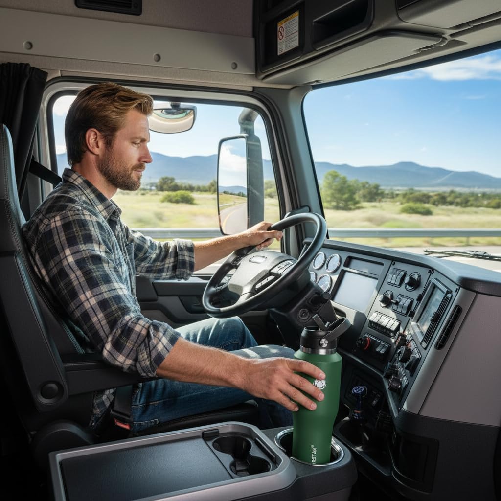 SENDESTAR 40oz Water Bottle Wide Mouth Stainless Steel Vacuum Insulated Double Wall with Straw Lids Fit in Any Car Cup Holder