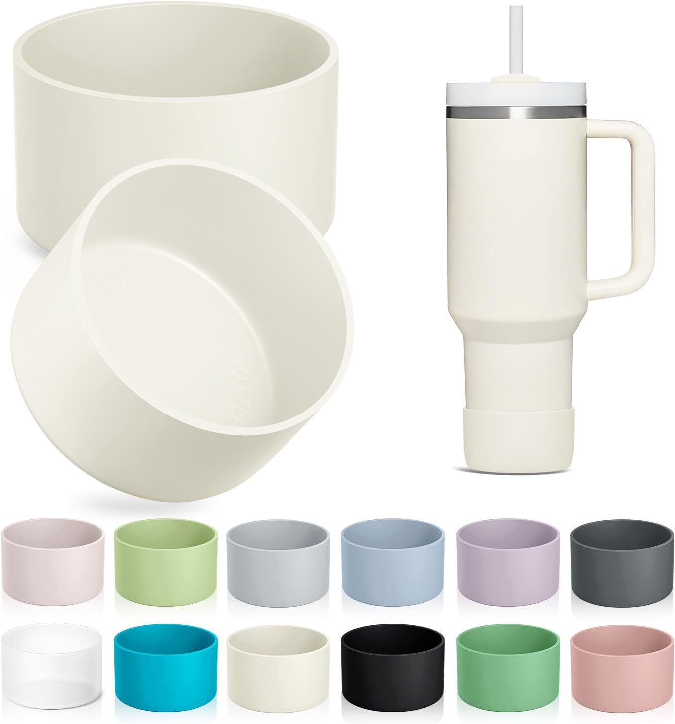 KTKUDY 2-Pack Silicone Boot for Stanley Tumbler 40 30 20 oz & Intended for Hydro Flask 12-24 oz - Cup Boot fit Select Yeti, Simple Modern, Owala Water Bottle - Bottom Cover Accessories Fit Stanley Cup