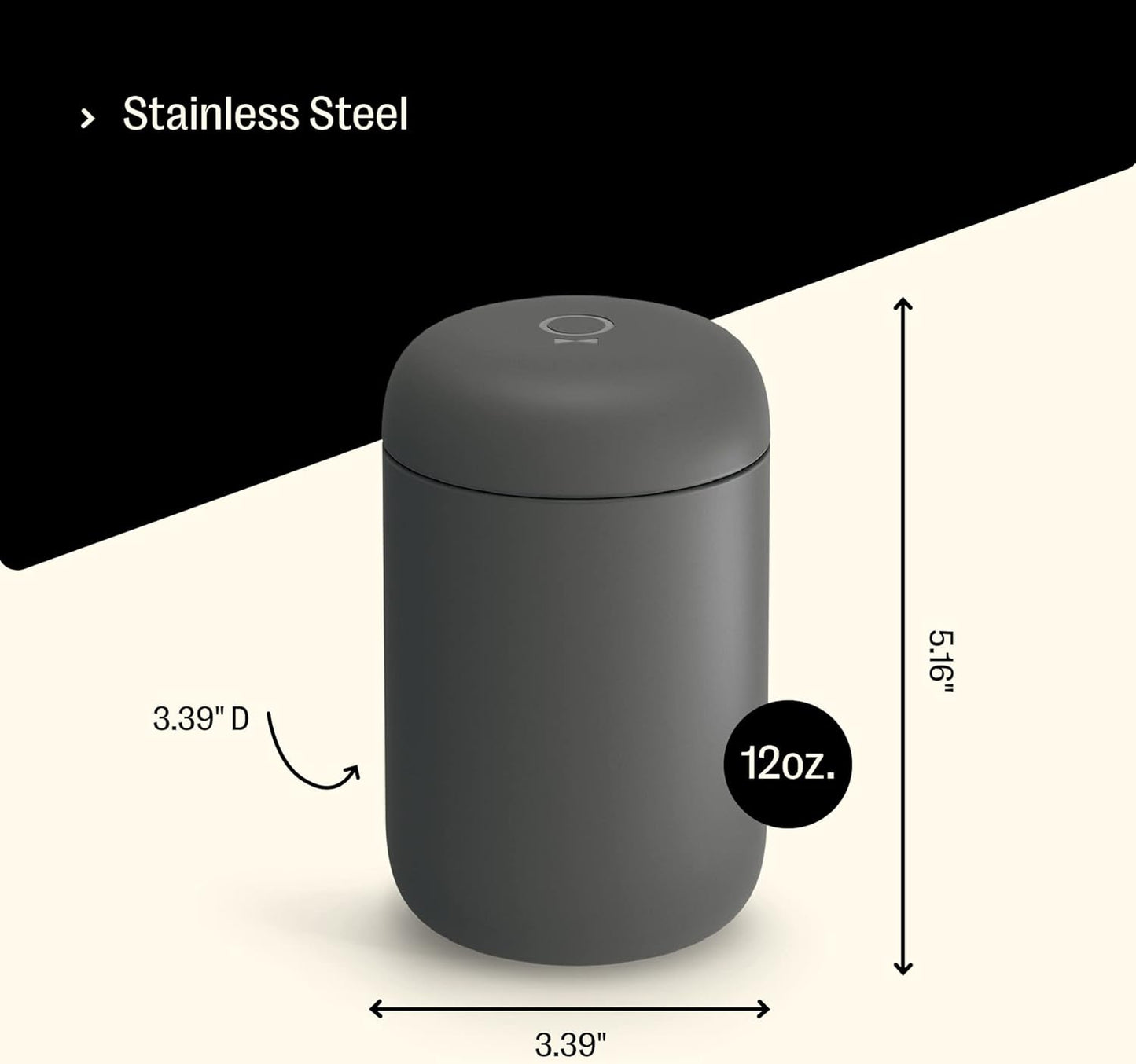 Fellow 12 oz Carter Wide Travel Mug - Wide Mouth Vacuum-Insulated Stainless Steel Coffee Mug - Tea and Coffee Tumbler with Ceramic Interior - Matte Black