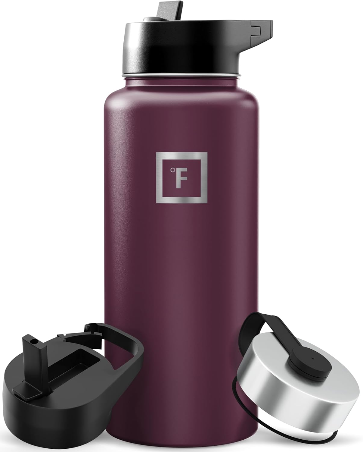 IRON °FLASK Camping & Hiking Hydration Flask with Straw, Wide Mouth Insulated Stainless Steel Sports Water Bottle - 22 oz Aurora