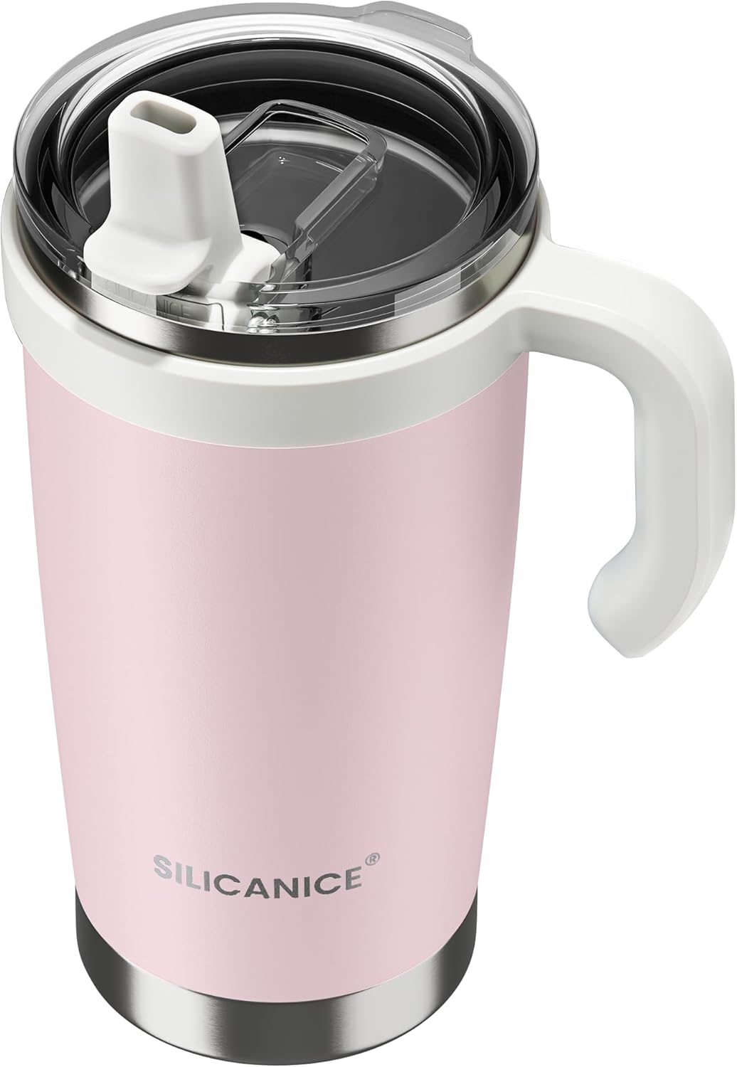 30oz Hygienic Insulated Tumbler with Handle — 100% Leakproof Lid with Removable Spout & Straw, Reinforced Vacuum-Protection Base, Cup Holder Friendly, for Travel/Gym/Office- Black