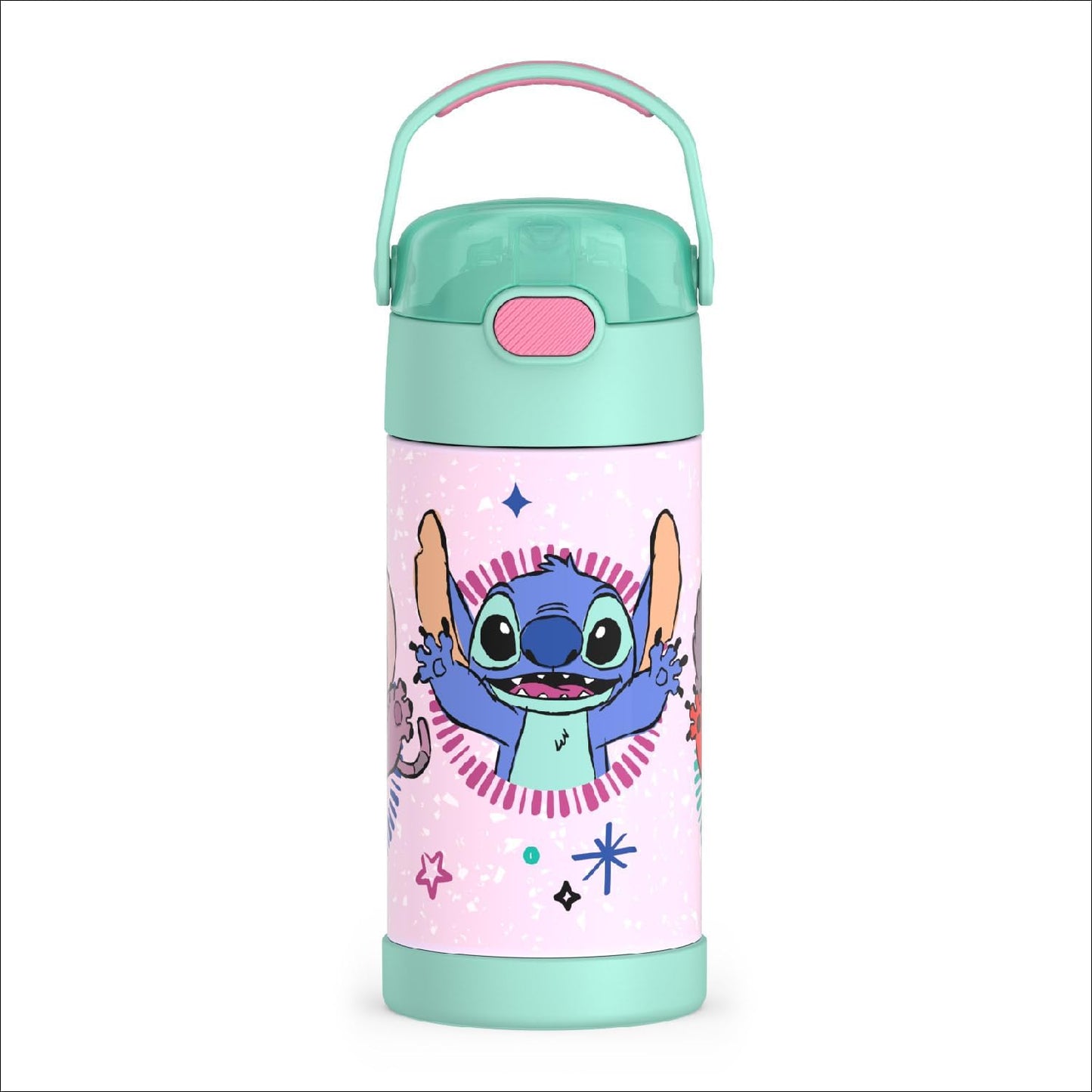THERMOS FUNTAINER Water Bottle with Straw - 12 Ounce - Kids Stainless Steel Vacuum Insulated Water Bottle with Lid, Bluey - Colors A